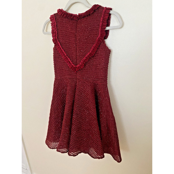 David Charles Black Label Red Sparkle Tweed Party Dress Size 12 Formal Christmas - Picture 10 of 11